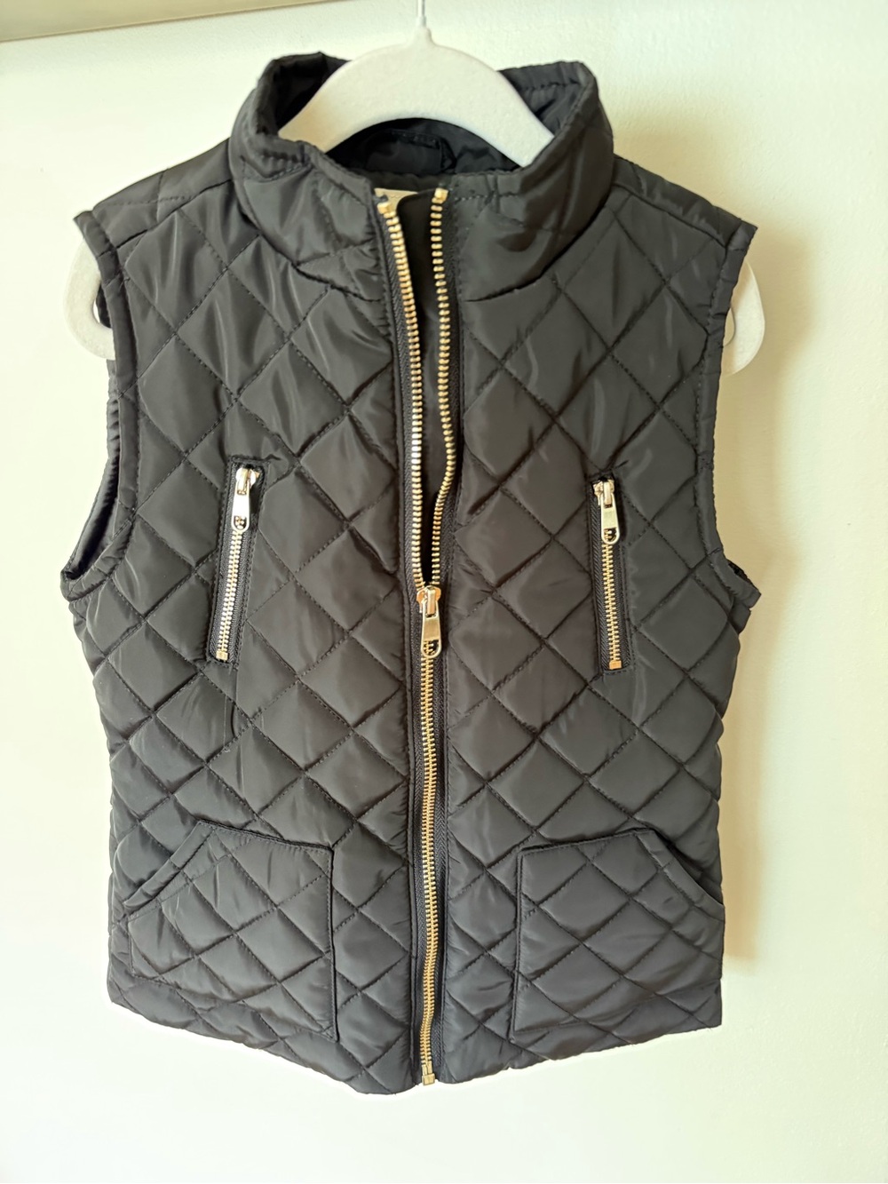 Copper Key Quilted Black Vest with Gold Zippers